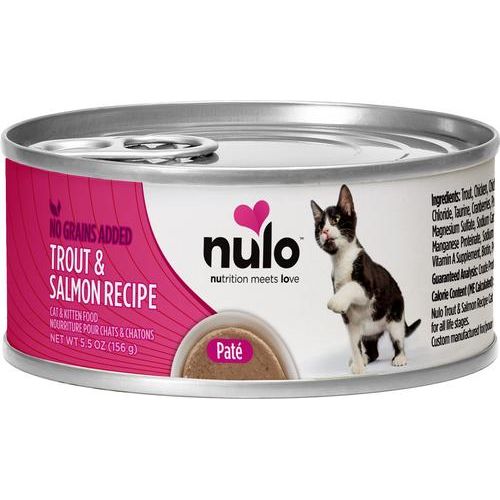 Nulo, FreeStyle Paté Trout & Salmon, Trucha + Salmón, Sin Granos, Gatos y Gatitos, 156 g × 24 latas