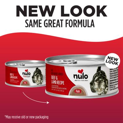 Nulo, FreeStyle Paté Beef & Lamb, Res + Cordero, Sin Granos, Gatos y Gatitos, 156 g × 24 latas
