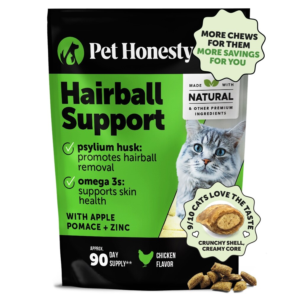 Pet Honesty Hairball Support Dual Texture, para gatos, sabor pollo, bolsa de 298 g / 10.5 oz, SKU PH-1612478