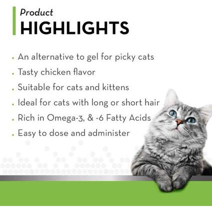 Tomlyn, Laxatone Hairball Remedy Chews, Psyllium + Biotin + Zinc + Omega-3, sabor Pollo, 60 masticables.