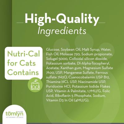 Tomlyn, Nutri-Cal Gel, Suplemento Hipercalórico para Gatos, Carbohidratos + Vitaminas + Minerales + Ácidos Grasos Esenciales, sabor Malta, 120 g.