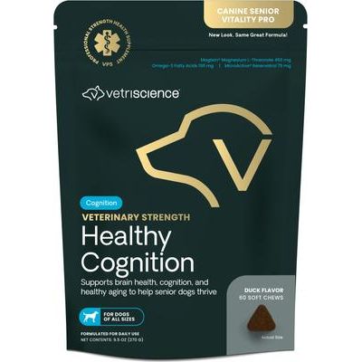 Suplemento masticable Veterinary Strength Healthy Cognition con sabor a pato para perros, 60 unidades