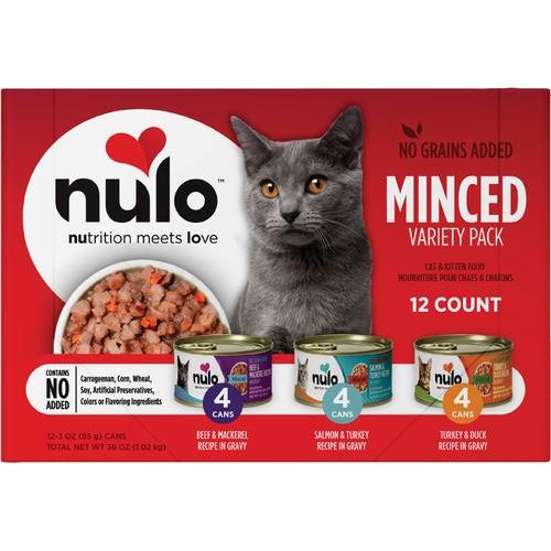 Nulo, FreeStyle Minced Turkey & Duck, Pavo + Pato Picados en Salsa, Sin Granos, Gatos y Gatitos, 85 g × 24 latas