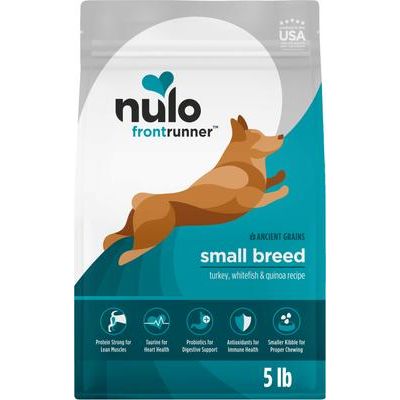 Nulo, Frontrunner Small Breed Ancient Grains, Pavo + Pescado Blanco + Quinoa, Perros de Raza Pequeña, 2.27 / 6.35 kg