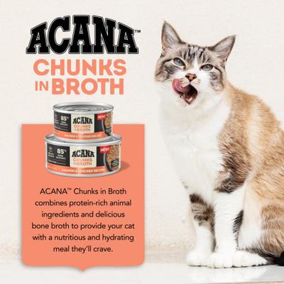 ACANA, Chunks in Broth, alimento húmedo para gatos adultos, varios sabores, 85 g × 12 / 155 g × 6 latas