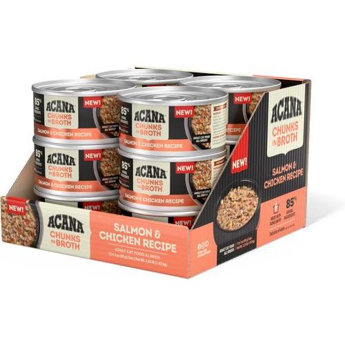 ACANA, Chunks in Broth, alimento húmedo para gatos adultos, varios sabores, 85 g × 12 / 155 g × 6 latas