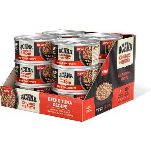 ACANA, Chunks in Broth, alimento húmedo para gatos adultos, varios sabores, 85 g × 12 / 155 g × 6 latas