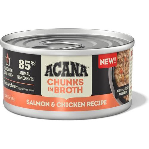 ACANA, Chunks in Broth, alimento húmedo para gatos adultos, varios sabores, 85 g × 12 / 155 g × 6 latas