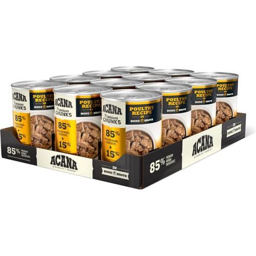 ACANA Premium Chunks en caldo de huesos, Aves de corral / 363 g × 12 latas