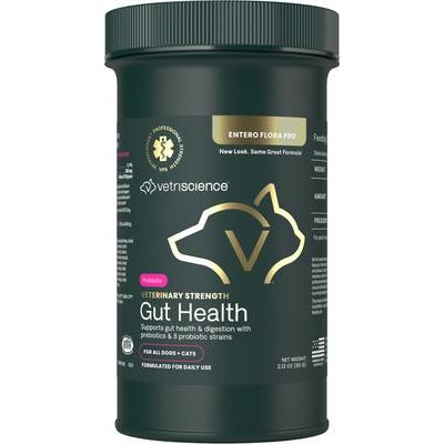 Entero Flora Pro Powder, suplemento digestivo para perros y gatos, frasco de 60 g, para la salud intestinal de Veterinary Strength