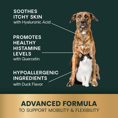 Derma Strength Pro - Suplemento masticable suave con sabor a pato para perros y gatos, 90 unidades