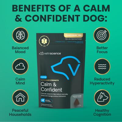 Composure Pro - Suplemento calmante masticable suave con sabor a pollo para perros, 60 unidades