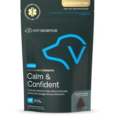 Composure Pro - Suplemento calmante masticable suave con sabor a pollo para perros, 60 unidades