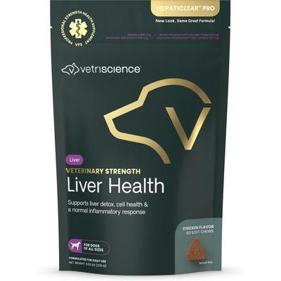 Hepaticlear Pro, suplemento masticable suave para hígado de perros con sabor a pollo, 60 unidades