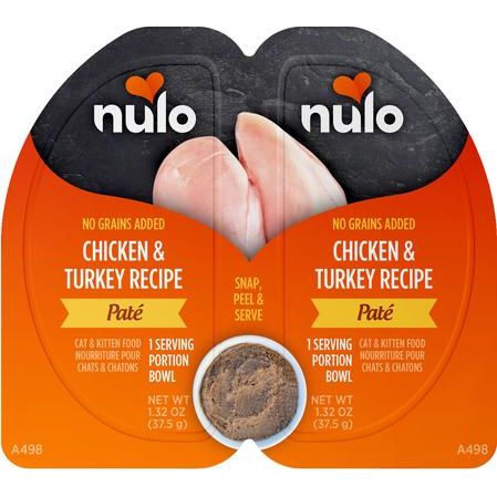 Nulo, Split Cup Patés Chicken & Turkey, Pollo + Pavo, Sin Granos, Gatos y Gatitos, 75 g × 10 twin-packs