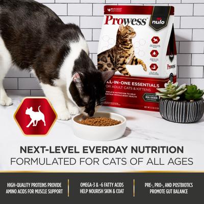 Nulo, Prowess All-in-One Essentials Recipe with Chicken, Pollo + Taurina + Omegas + Prebióticos + Probióticos + Postbióticos para Bienestar Integral, Gatos y Gatitos, 1.59 / 2.72 / 5.90 kg