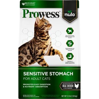 Nulo, Prowess Sensitive Stomach Recipe with Chicken, Pollo + Fibras + Prebióticos + Probióticos + Postbióticos para Digestión Sensible, Gatos Adultos, 1.59 / 2.72 / 5.90 kg