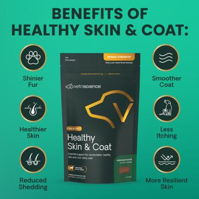 Masticables blandos Derma Strength para la piel y el pelaje de perros, 70 unidades