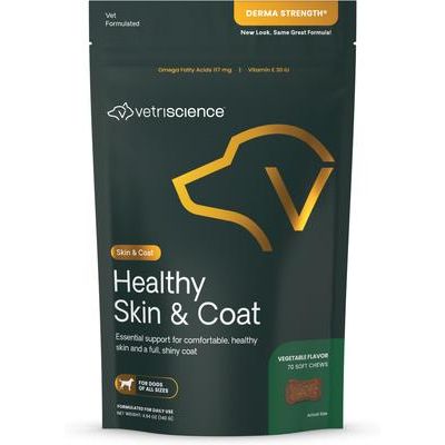 Masticables blandos Derma Strength para la piel y el pelaje de perros, 70 unidades