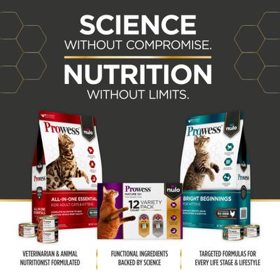 Nulo, Prowess Skin & Coat Chicken & Salmon Shreds, Pollo + Salmón para Piel y Pelaje, Gatos Adultos, 79 g × 4 / 12 latas