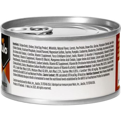 Nulo, Prowess Healthy Weight Chicken & Whitefish Shreds, Pollo + Pescado Blanco para Control de Peso, Gatos Adultos, 79 g × 4 / 12 latas