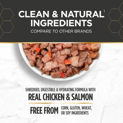Nulo, Prowess Skin & Coat Chicken & Salmon Shreds, Pollo + Salmón para Piel y Pelaje, Gatos Adultos, 79 g × 4 / 12 latas