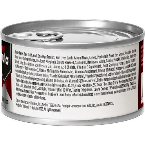 Nulo, Prowess All-in-One Essentials Beef & Lamb Shreds, Res + Cordero en Caldo, Gatos y Gatitos, 79 g × 4 / 12 latas