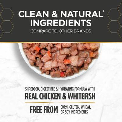 Nulo, Prowess Healthy Weight Chicken & Whitefish Shreds, Pollo + Pescado Blanco para Control de Peso, Gatos Adultos, 79 g × 4 / 12 latas