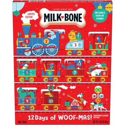 12 Days of Woofmas Countdown Calendar Beef & Peanut Butter Crunchy Adult Dog Treats, 2.85-oz box