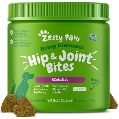 Hip & Joint Bites Hemp Elements con Glucosamina para Perros sabor Pollo 90 chews