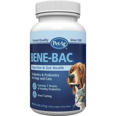 PetAg, Bene-Bac Plus Pet Powder, 7 Probiotics + FOS, para Perros y Gatos, 127 / 454 g.