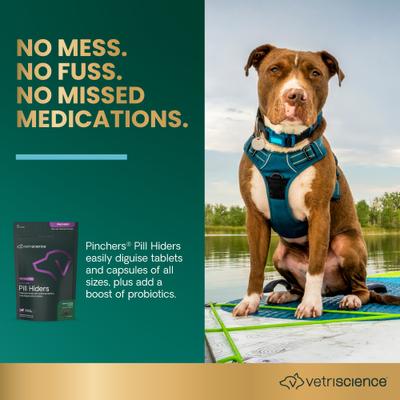 Pinchers Pill Hiders - Pastillas masticables con sabor a mantequilla de maní y probióticos, sin grasa, para perros, 45 unidades