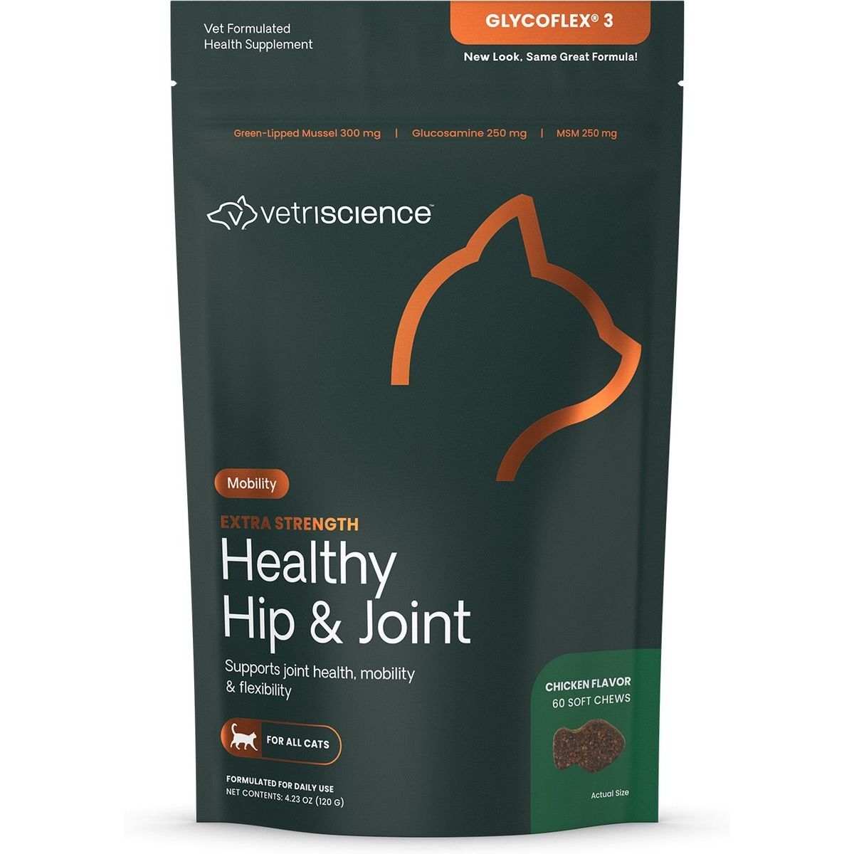 GlycoFlex 3 Extra Strength Hip & Joint Chews with Glucosa, sabor Pollo. 60 chews.