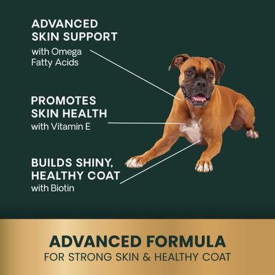 Omega Plus Extra Strength - Masticables con sabor a pato para piel y pelaje saludables, suplemento de omega-3 para perros, 40 unidades