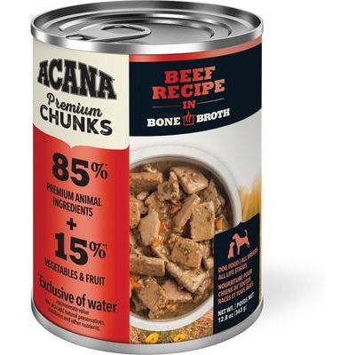 ACANA Premium Chunks en caldo de huesos, Carne de res / 363 g × 12 latas