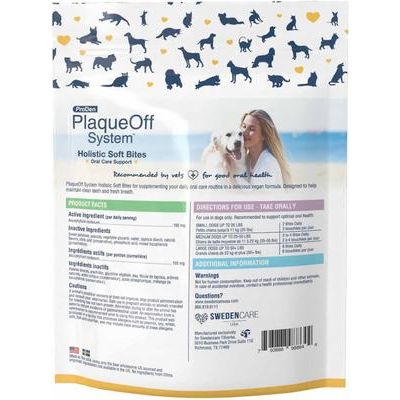 ProDen, PlaqueOff Holistic Soft Bites Oral Care Support, A.N ProDen, sabor Camote y Crema de Cacahuate, 170 g.