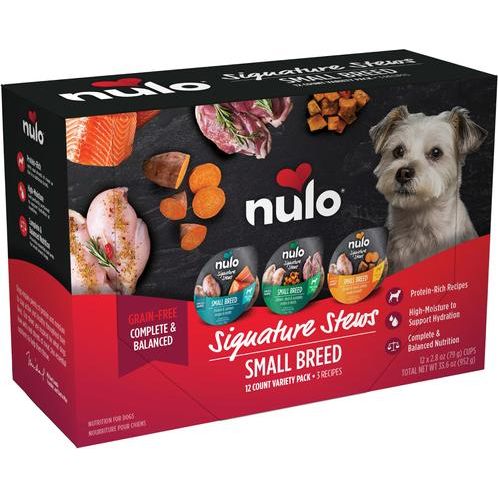 Nulo, Signature Stews Small Breed, alimento húmedo sin granos para perros de raza pequeña, varios sabores, 79 g × 24 tazas