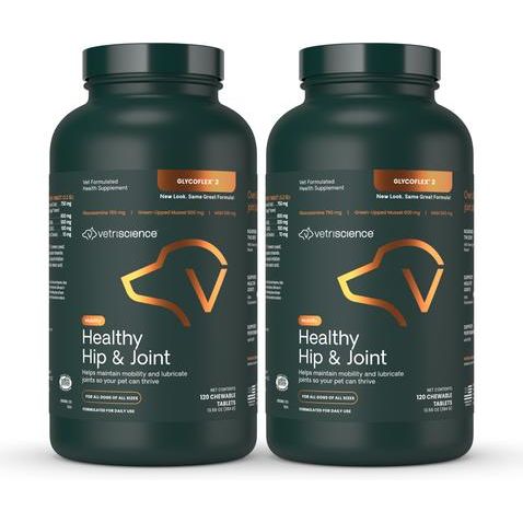 GlycoFlex 2 - Masticables para la salud de las caderas y articulaciones con sabor a pollo, con glucosamina y suplemento de mejillón de labios verdes para perros, 120 unidades