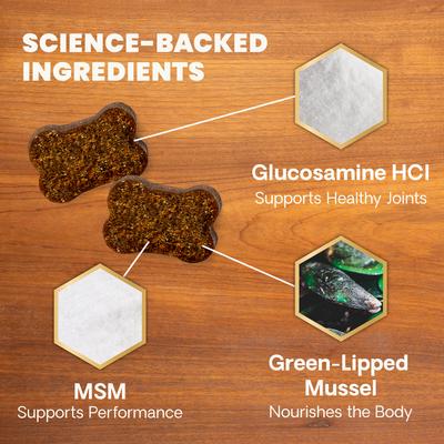 GlycoFlex 3 - Masticables con sabor a pollo, glucosamina y mejillón de labios verdes para perros pequeños (60 unidades)