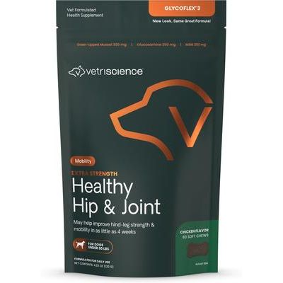 GlycoFlex 3 - Masticables con sabor a pollo, glucosamina y mejillón de labios verdes para perros pequeños (60 unidades)