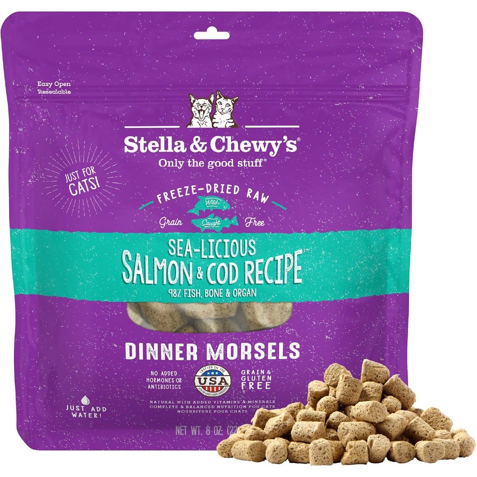 Sea-licious Salmon & Cod Dinner Morsels Freeze-Dried Raw Cat Food. 230 g.