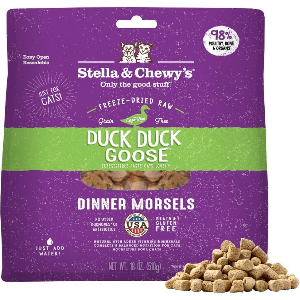 Duck Duck Goose Dinner Morsels Freeze-Dried Raw Cat Food. 510 g.