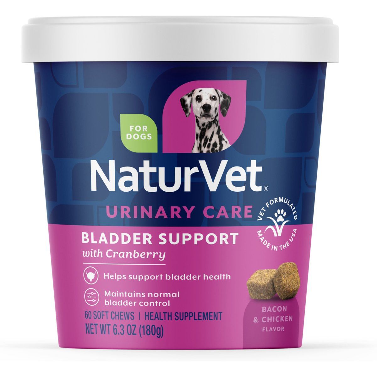 Bladder Support Urinary Care Supplement, sabor Tocino y Pollo. 60 unidades.