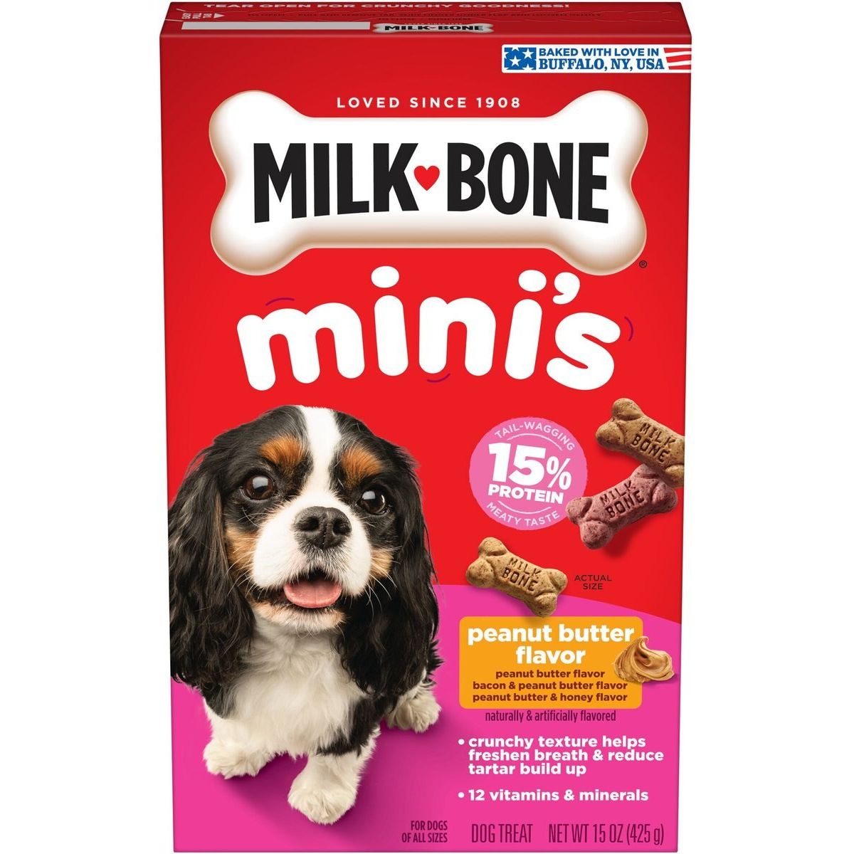 Mini’s Crunchy Treats sabor Crema de Cacahuate. 425 g. - Milk-Bone