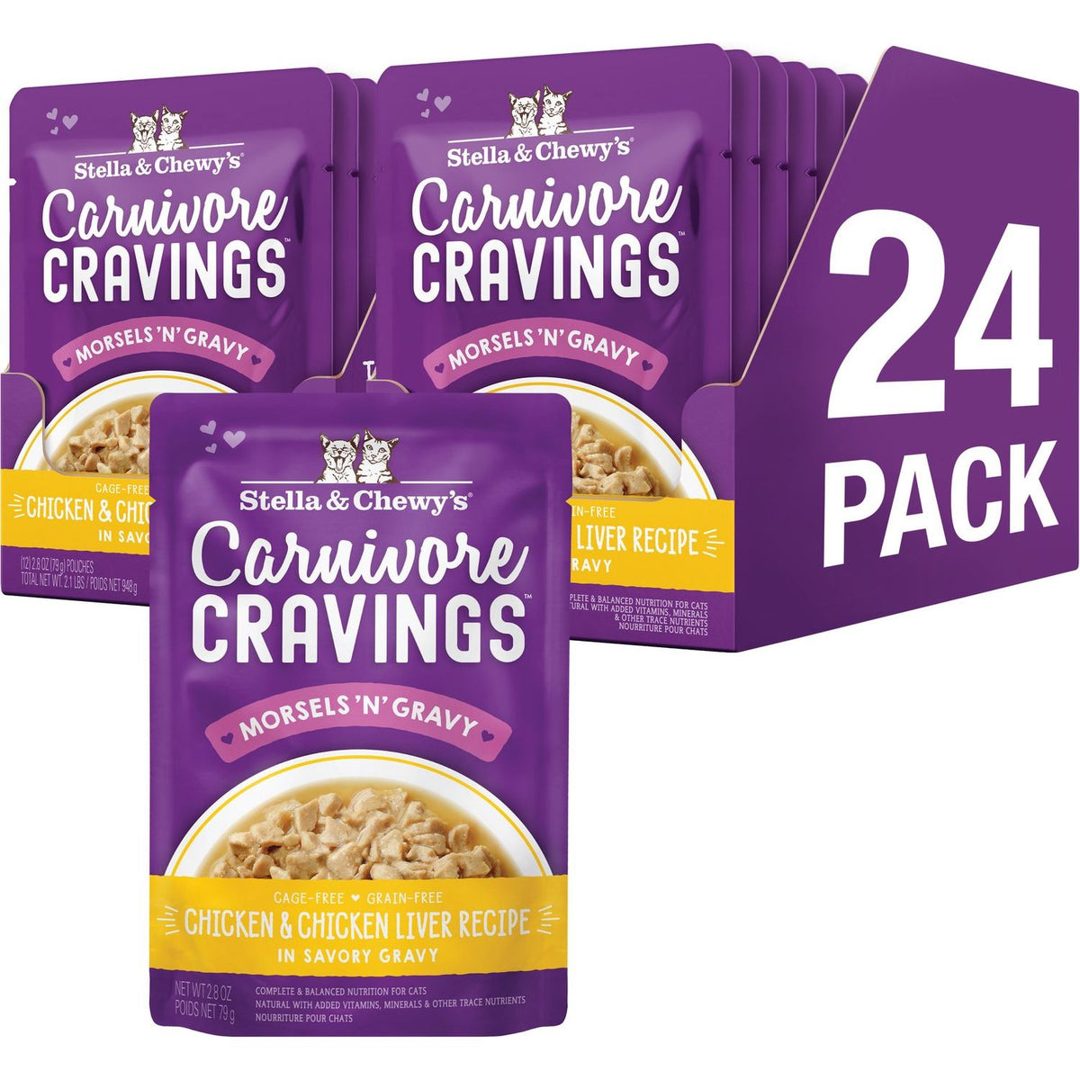 Carnivore Cravings Morsels'N'Gravy Chicken Chicken Liver Recipe Cat Food. 12 pack.