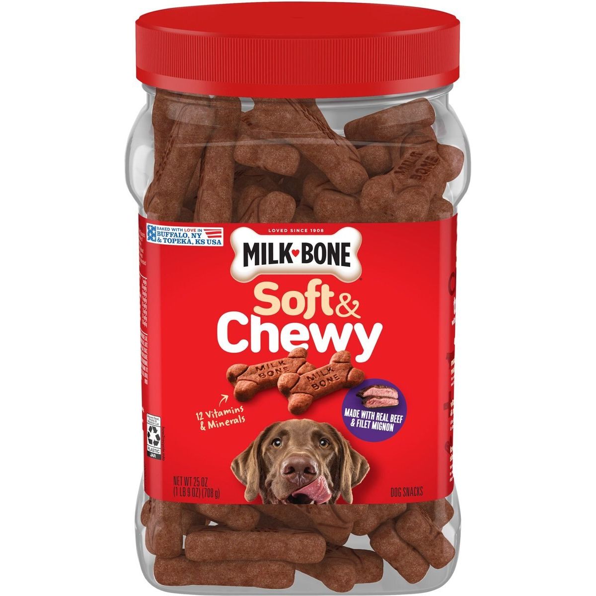 Soft & Chewy Treats sabor Res y Filet Mignon. 708 g. - Milk-Bone