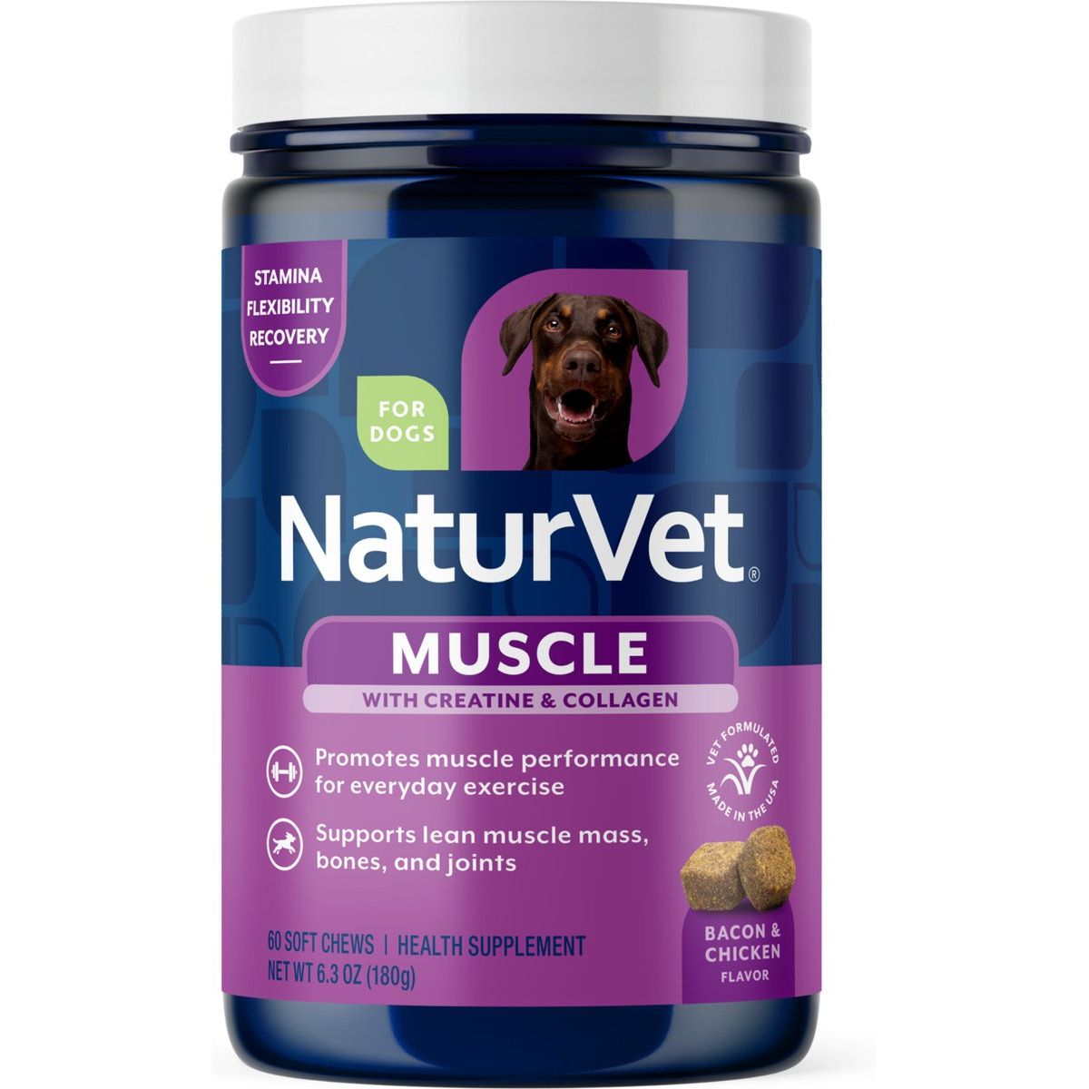 Muscle Targeted Care Hip & Joint Supplement, sabor Tocino y Pollo. 60 unidades.