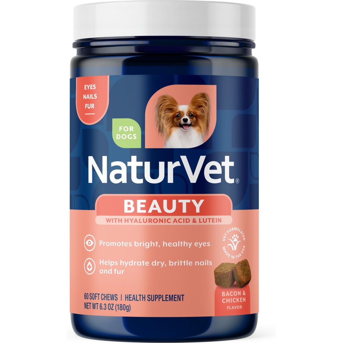 Beauty Targeted Care Skin & Coat Supplement, sabor Tocino y Pollo. 60 unidades.