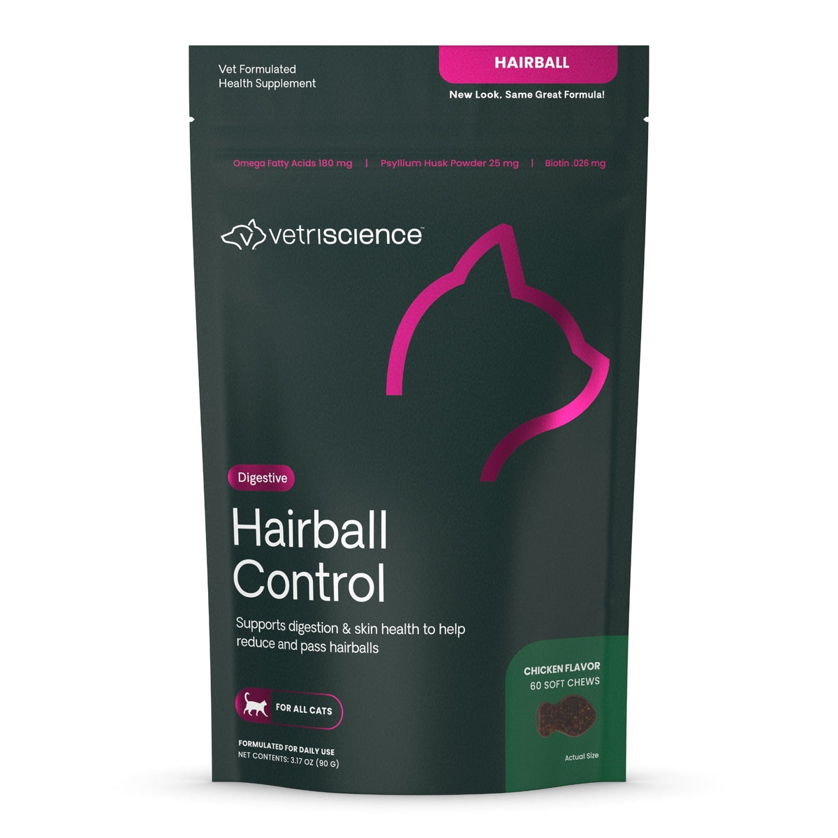 VetriScience Hairball Control, empaque oficial de 60 masticables para gatos