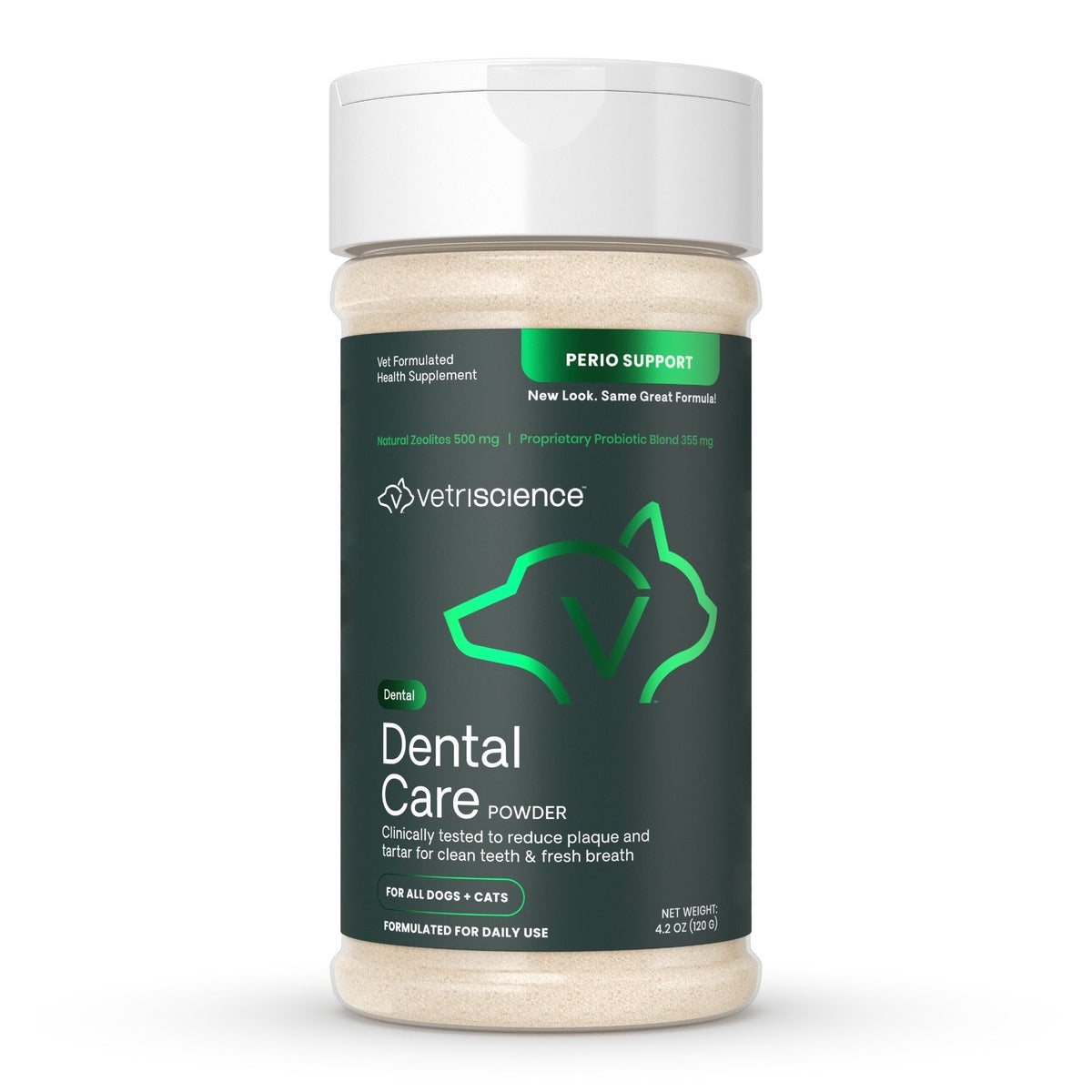 VetriScience Dental Care Powder, frasco original 4.2 oz (120 g), SKU 0900988.005, fabricante oficial